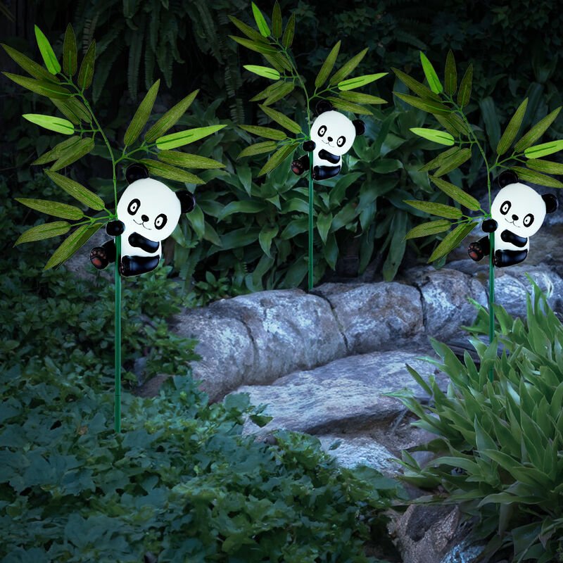Außen Solarleuchte Panda Dekoleuchte Solarlampe Aussen Außenleuchte Steckleuchte Tierfigur, Akku, 1x led warmweiß, h 70 ...