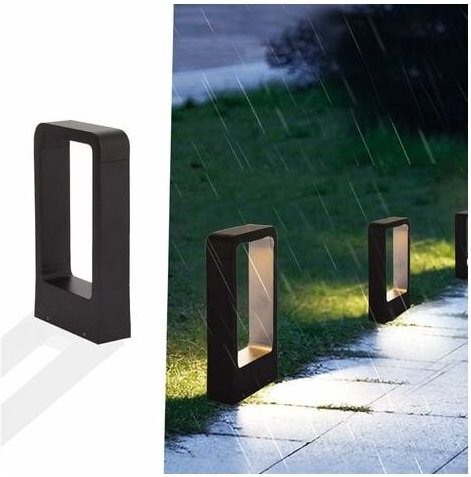 Led Stehleuchte Sockel 7W 3000k IP65 Wasserdicht Schwarz Design Warmweiß Terrassen Außen Gartenleuchte