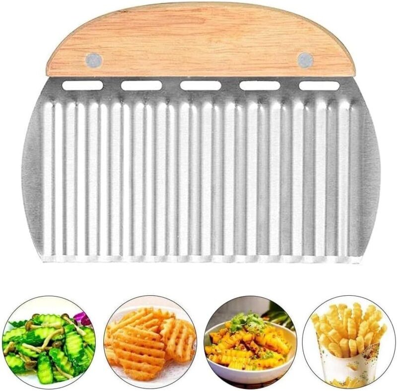 Kartoffelschneider, Wellenmesser, Pommes-Frites-Schneider mit Wellenklinge, Kartoffelschneider aus Edelstahl mit Wellenk...