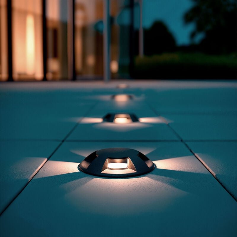 LED-Bodeneinbauleuchte 4L 24V DC Lotus Schwarz 4000K Neutralweiß