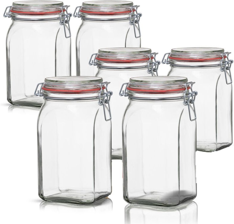 BigDean 6er Set Vorratsgläser 1,1L - Einmachgläser mit Deckel & Bügelverschluss - Made in Germany - Drahtbügelgläser zum...