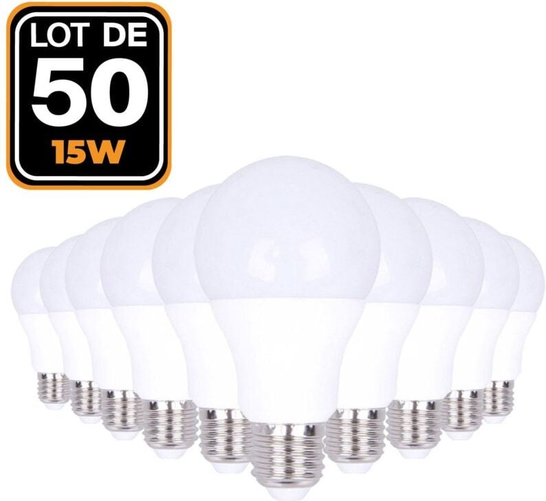 Europalamp - 50 LED-Glühbirnen E27 15W Neutralweiß 4500K Hohe Helligkeit