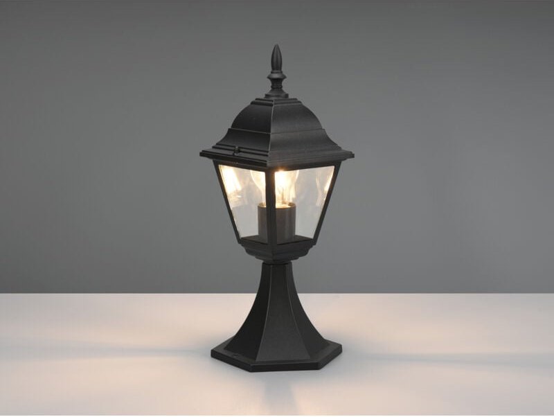 Sockelleuchte LIVENZA nostalgische Laterne, Aluminium Schwarz H: 39cm