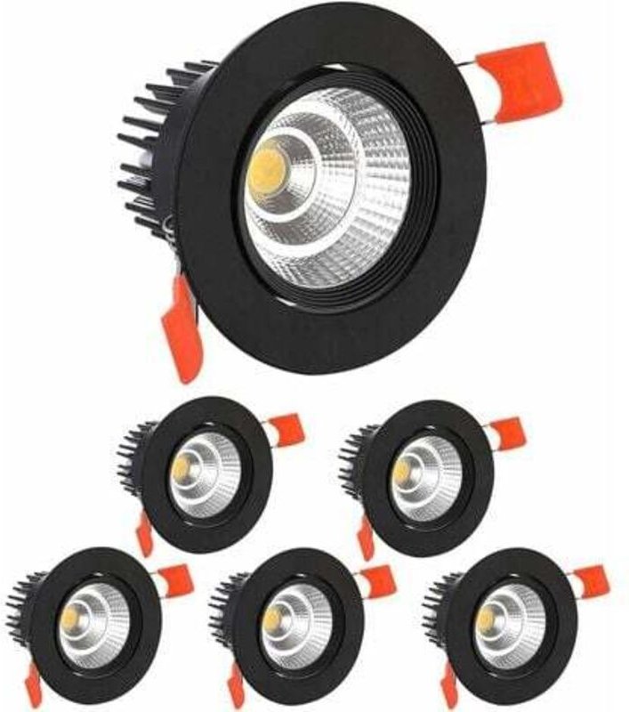 x Spot-LED-Einbaustrahler, 5 W COB-Einbaustrahler, Weißweiß 6000 K, 500 LM, AC 220–240 V, Ra≥90, Winkel von 24°, IP44, D...