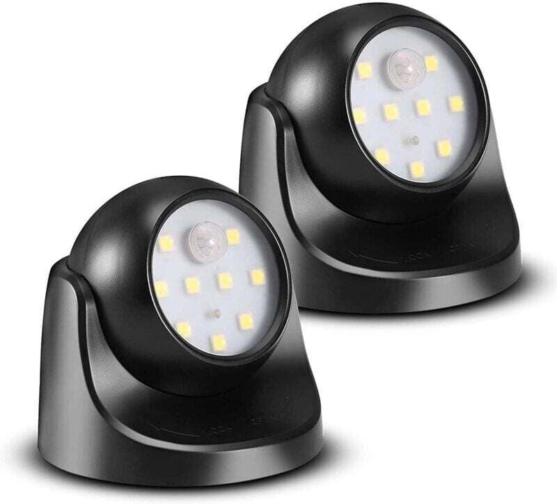 LED-Strahler mit Bewegungssensor, 2 kabellose LED-Flutlichteinheiten, 150 Lumen, abnehmbare Kugel, 360-Grad-Drehung und ...