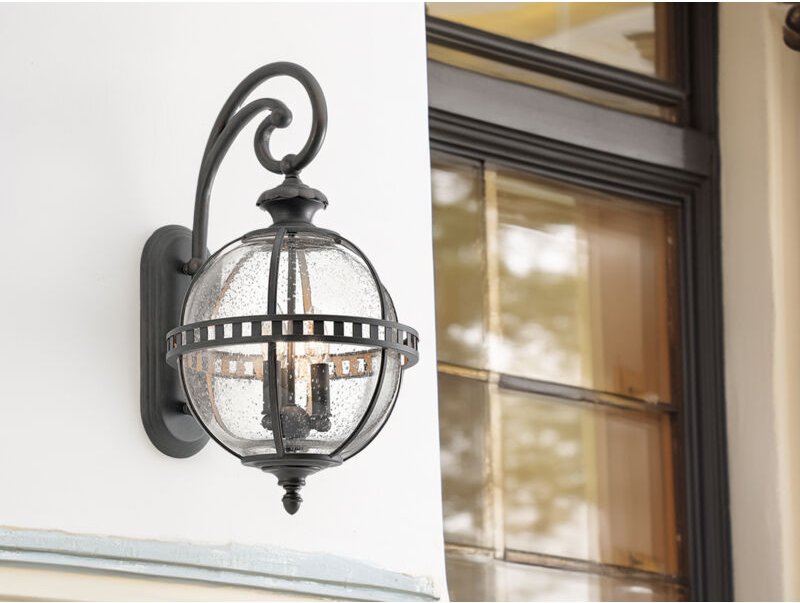Elstead - Große Außenwandleuchte halleron im Jugendstil, Anthrazit Höhe 49cm