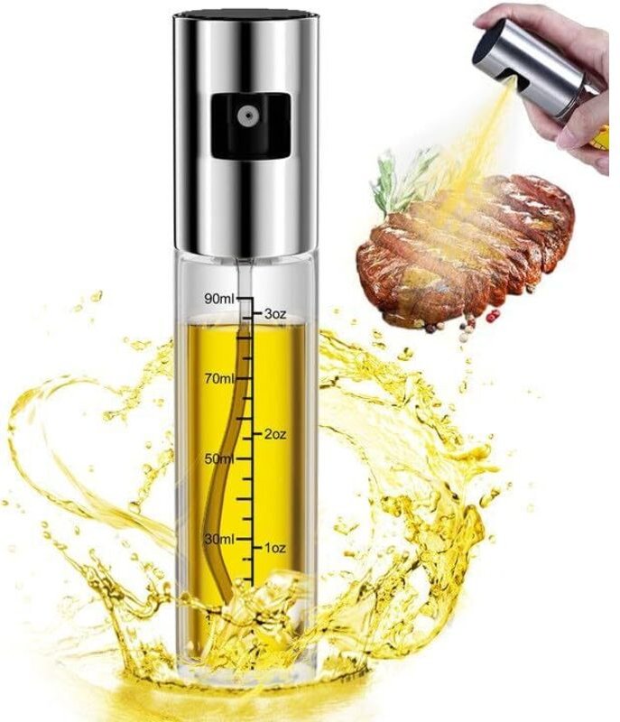 4-in-1 Ölsprüher 100 ml – Nachfüllbare Öl- & Essigsprühflasche mit Skala, ideal zum Grillen, Braten, Salat & Kochen