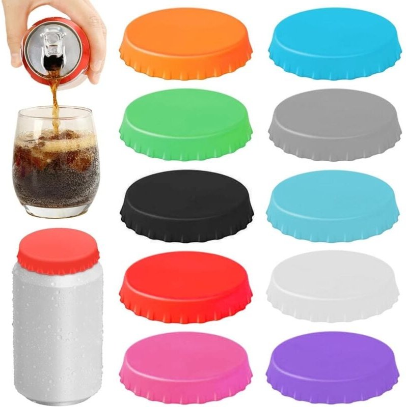 10 Stück mehrfarbige, wiederverwendbare, staubdichte Deckel für Coladosen, Silikon-Dosenverschlüsse, geeignet für Bierdo...