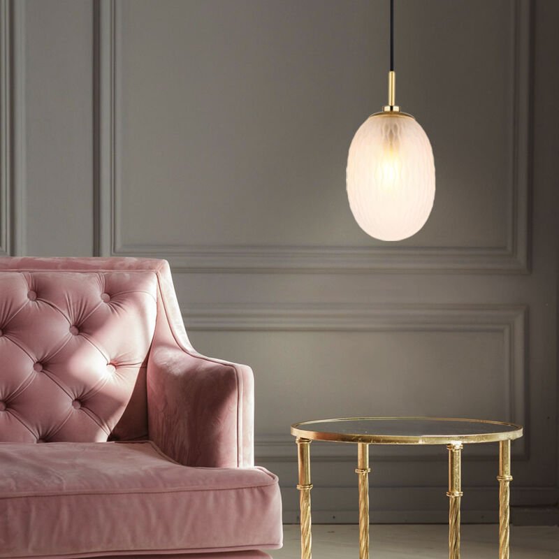 Thumbnail - Deckenleuchte Pendelleuchte Hängeleuchte Esszimmerlampe Metall Goldfarbe Textil