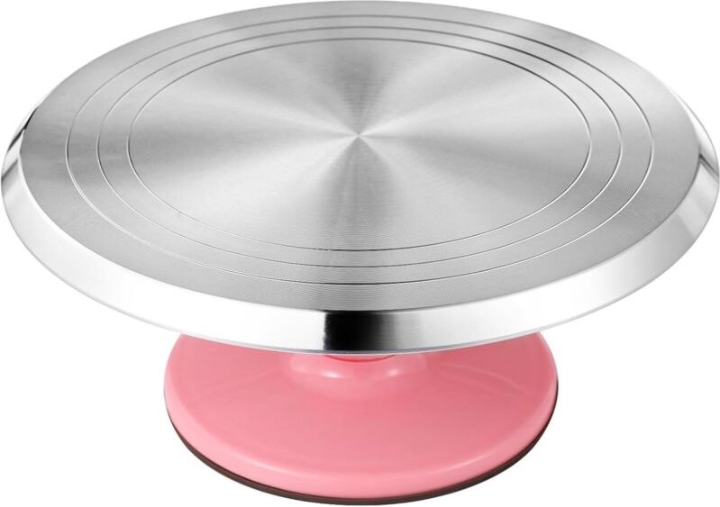 Drehbarer Tortenständer aus Aluminiumlegierung, rutschfeste Drehplattform, leichtgängige Drehung, rosa