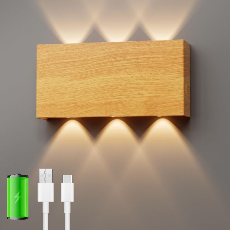 Thumbnail - Wandleuchte für den Innenbereich, kabellose Wandlampe, 3 Farbtemperaturen, stufenlos dimmbare kabellose Wandleuchte, mag...