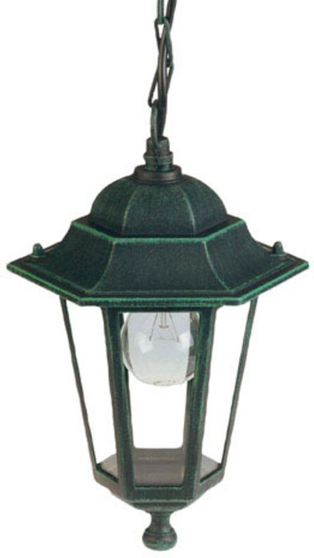Aufgehängte grüne sechseckige Gartenlaterne