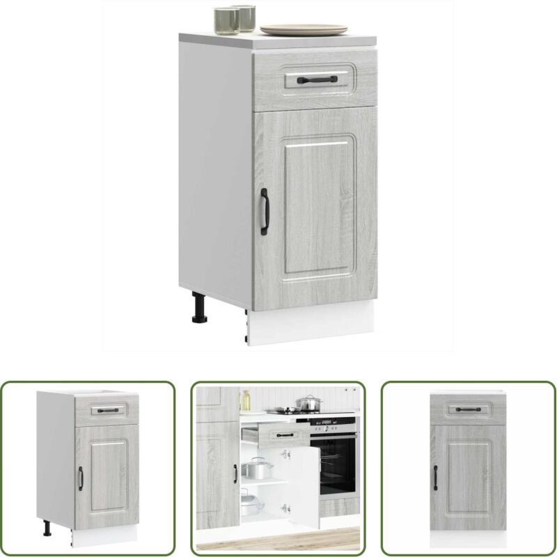 Holzwerkstoff - Küchenunterschrank Kalmar Grau Sonoma Holzwerkstoff