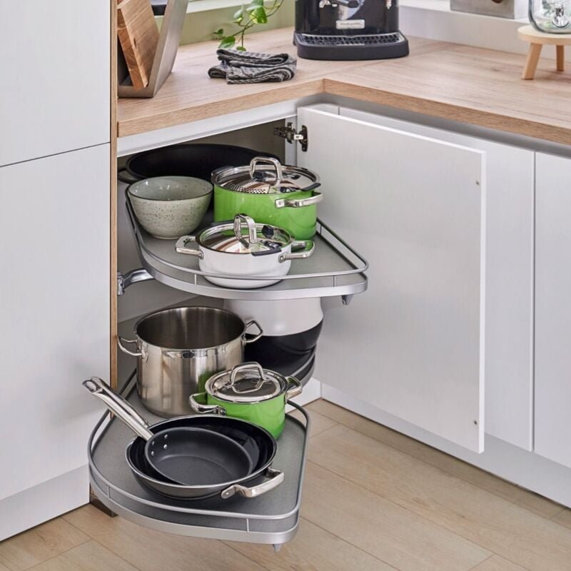 Kesseböhmer LeMans II Eckschrank-Beschlag links 500 mm, silbergrau/ grau