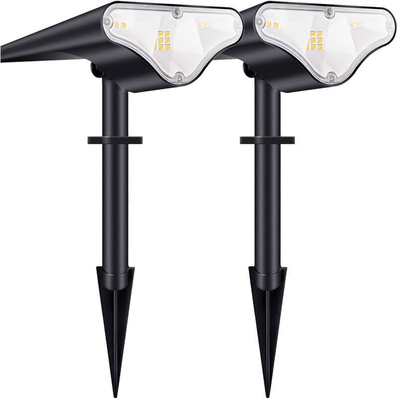 Solarstrahler für den Außenbereich, LED-Solarleuchten, wasserdicht IP66, 650 lm, verstellbarer Solarstrahler, warmes Lic...