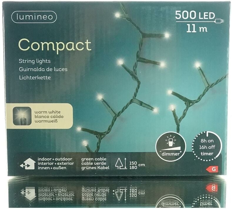 Kaemingk - Lumineo led Lichterkette Compact 1.100 cm 500 Lichter warmweiß