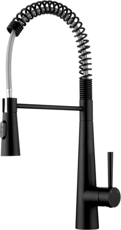 Spring-Mischbatterie mit ausziehbarer Brause, Küchen-Federhahn mit 3 Wasserauslassmodi, schwarz, Küchenhahn für heißes u...