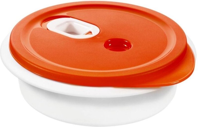 Rotho - Mikrowellen-Menüteller mit Deckel 'Clever' weiß/rot 20 x 20 x 6,5 cm