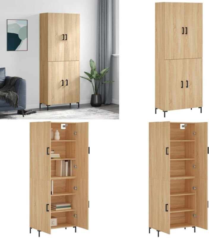Highboard Sonoma-Eiche 69,5x34x180 cm Holzwerkstoff - Holzwerkstoff - Sonoma-Eiche