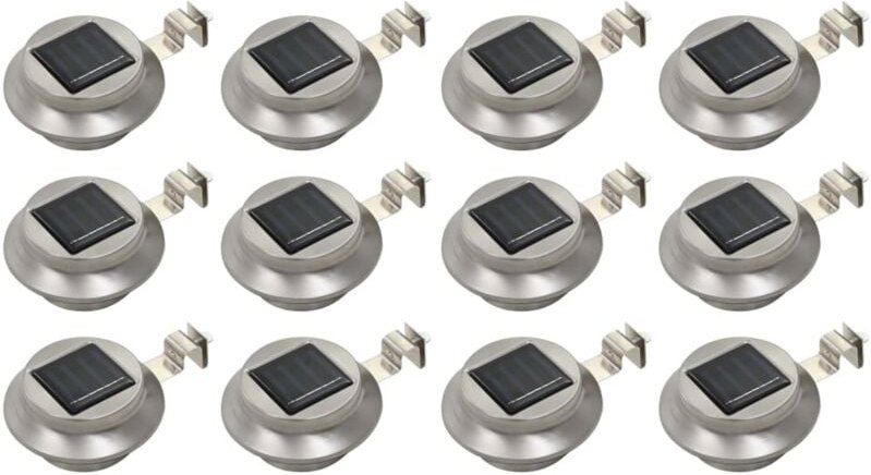 vidaXL Solar-Außenleuchten 12 Stk. LED Rund 12 cm Weiß