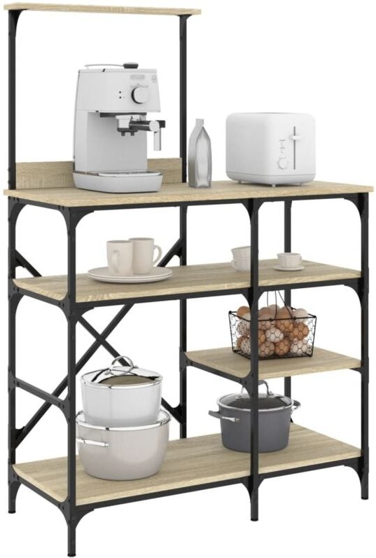 Bäckerregal Sonoma-Eiche 90x40x132 cm Holzwerkstoff und Metall - Vidaxl
