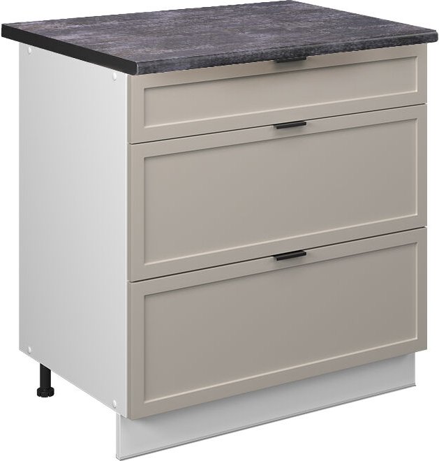 Thumbnail - Küchenunterschrank Fame-Line, GrauBeige, 80 cm mit 3 Schubladen, AP Anthrazit, Vicco