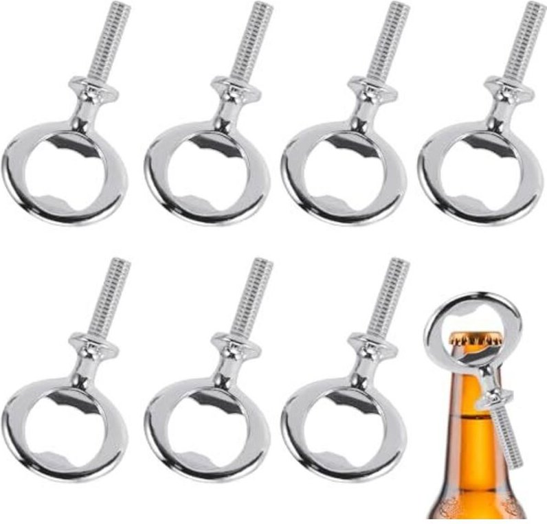 Flaschenöffner Set, 8 Stück Einsätze Kits Bierflaschenöffner, Rohling FlaschenöFfner für Hochzeit, Metall Gewinde Bieröf...