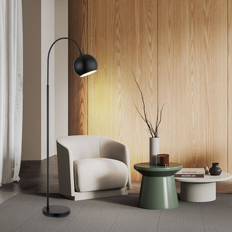 Stehlampe Stehleuchte Deckenfluter Schlafzimmerleuchte schwarz , Metall, 1x E27, LxBxH: 46x25x150 cm