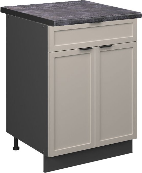 Küchenunterschrank Fame-Line, GrauBeige, 60 cm mit Schublade, AP Anthrazit, Vicco