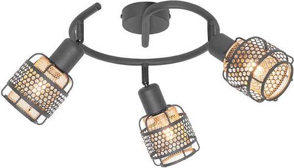 Design-Deckenleuchte Schwarz mit Gold 3-flammig rund - Noud