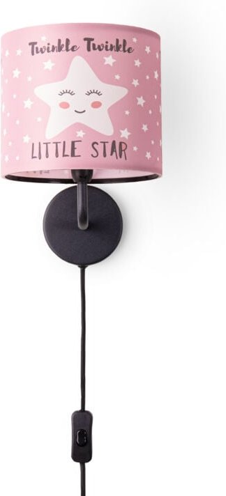 Paco Home Tischleuchte Kinderzimmer Stofflampenschirm Rund Wandleuchte Mond Sterne E14 Wandleuchte - Schwarz, Design 4 (...