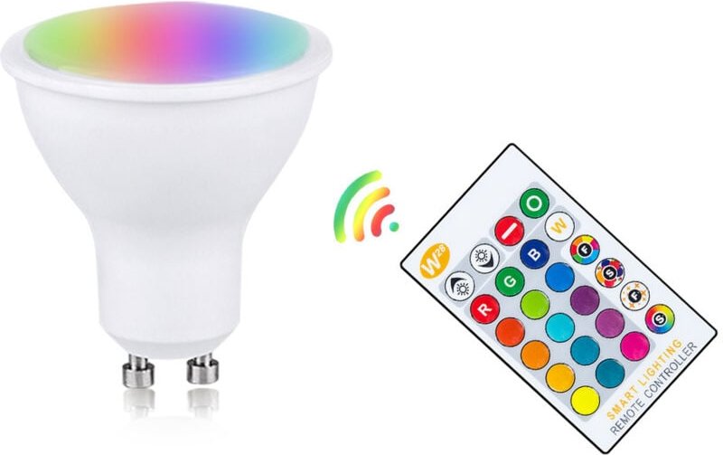 Gabrielle - Farbwechselnder GU10 RGB-LED-Strahler, dimmbare RGBW-LED-Leuchtmittel mit Infrarot-Fernbedienung, warmweiße ...