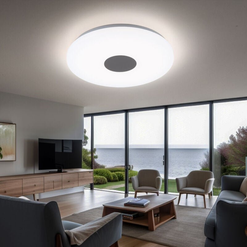 Deckenleuchte Deckenleuchten Wohnzimmer Deckenlampe led in runder Form, Chrom mit Acrylschirm, 1x led 18W 1260 lm warmwe...