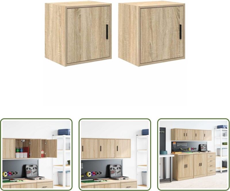 Werkzeug - Garagen-Wandschränke 2 Stk. Sonoma-Eiche Holzwerkstoff