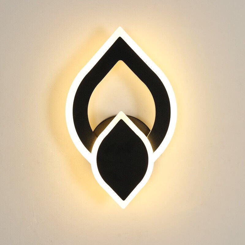 GOECO Moderne LED-Acryl-Wandleuchte – Mattschwarz – 17 W – Warmes Licht 3000 K – Ambientebeleuchtung für Schlafzimmer un...