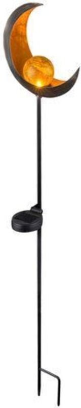 Led Solarleuchte Design Mond, Metall bronzefarben mit Glaskugel, Erdspießleuchte