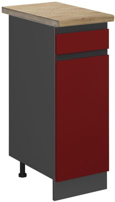 Küchenunterschrank R-Line, Rot, 30 cm , ap Eiche Vicco