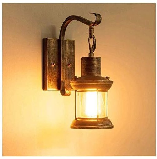 Wandlampe Antik Wandleuchte Vintage Metall Wandlampe Retro Glas Wandlampe Innen für Lanhaus, Dachboden, Terrasse, Restau...