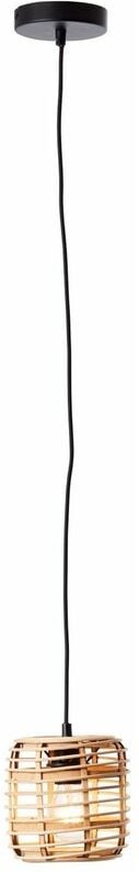 Lampe, Crosstown Pendelleuchte 16cm holz hell/schwarz, Bambus/Metall, 1x A60, E27, 40W,Normallampen (nicht enthalten) - ...