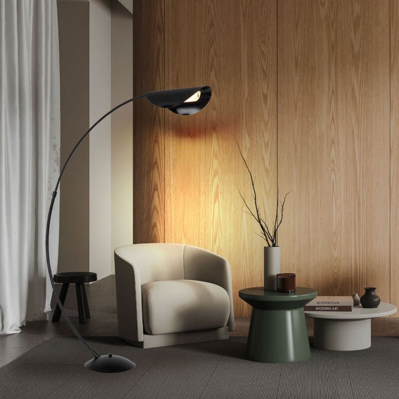 Stehlampe Standlampe led Dimmer Wohnzimmerlampe Stehleuchte schwarz Beistelllampe, Metall, 1x led warmweiß, LxBxH 124x35...