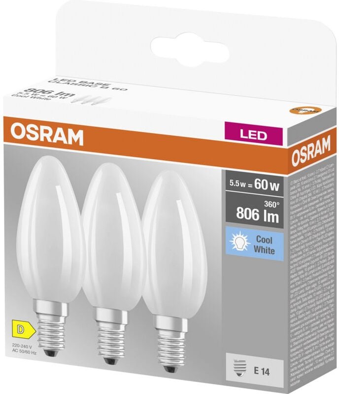 Osram - homelighting 4058075592575 led eek d (a - g) E14 Kerzenform 5.5 w = 60 w Kaltweiß (ø x l) 35 m