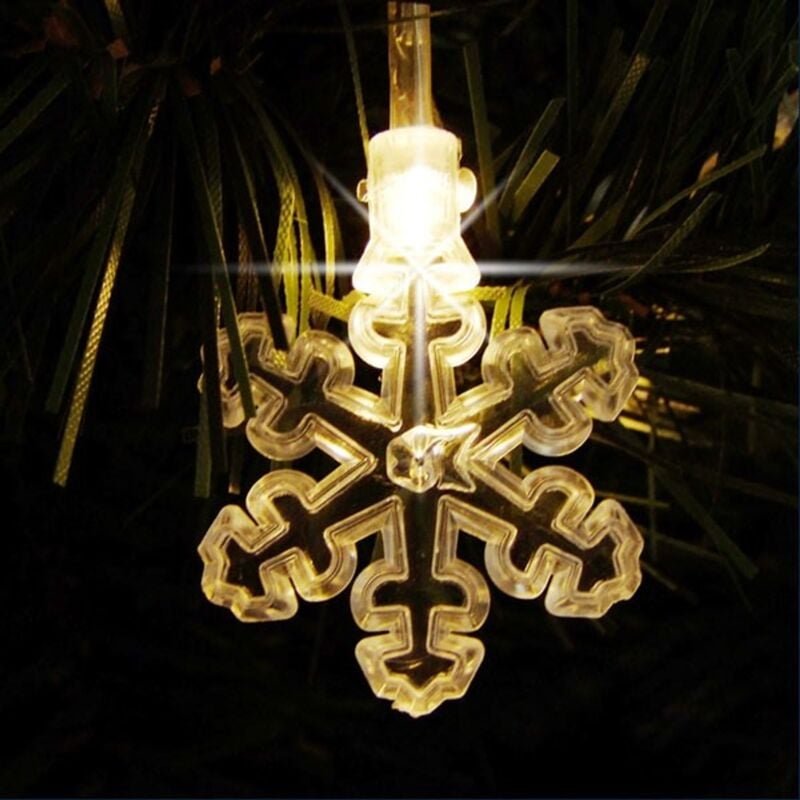 Buri - 40 led Schneeflocken Lichterkette warmweiß Winterdeko Weihnachtsbeleuchtung