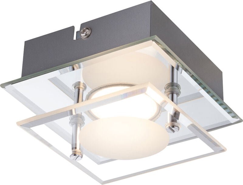 Thumbnail - Led Wandlampe Chrom Wandleuchte Wohnzimmer Beleuchtung mit Glasschirm, dimmbar satiniert, 4 Stufen Funktion, LxBxH 120x1...