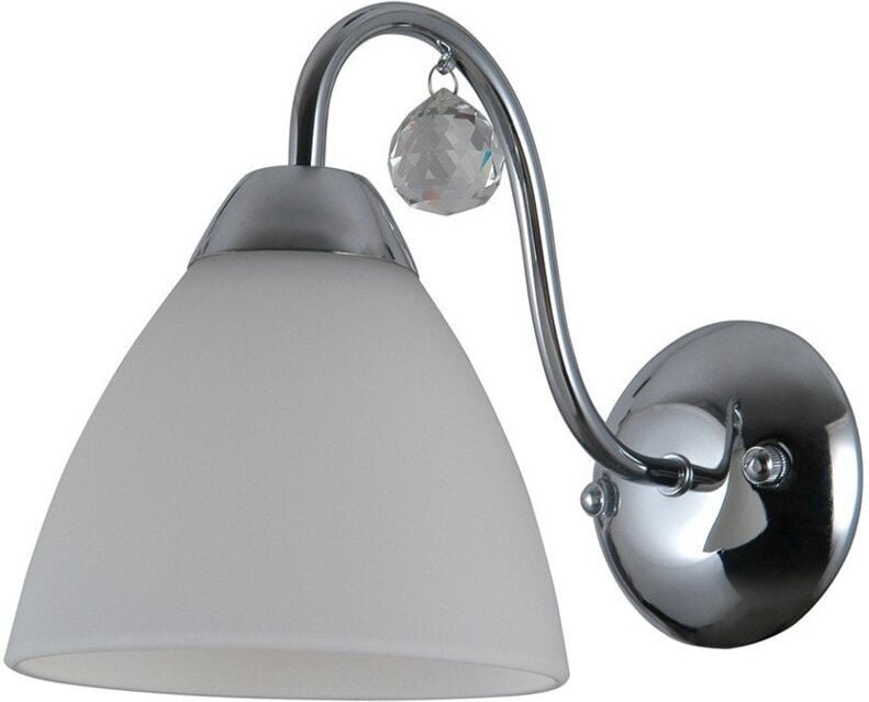 Lugano - Stilisierte Wandleuchte Chrom, Weiß 1 Licht mit weißem Schirm, E27 - Italux