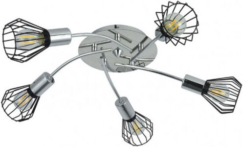 Fabrilamp - Sankt-Petersburg Deckenleuchte 5xe14 schwarz/chrom 15x55x55 cm