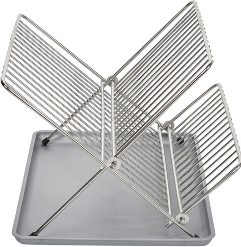 Klappbares Abtropfgestell aus Chrom mit grauem Tablett 89042 Sauvic