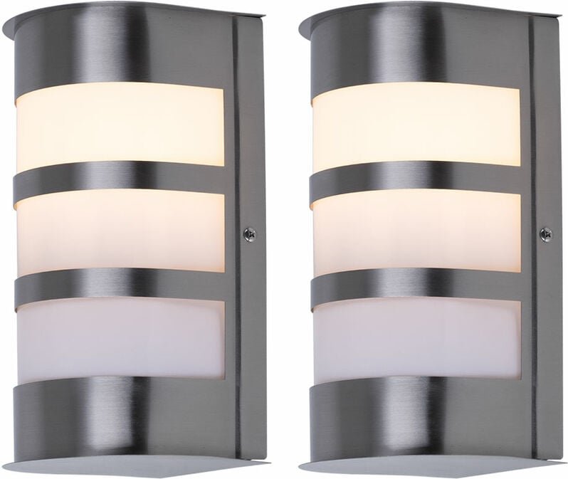 2er Set Außen Leuchten Edelstahl Haus Wand Lampen Hof Einfahrt Strahler IP44