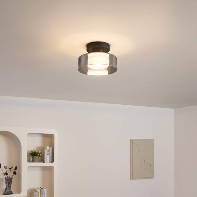 LED-Wand-oder Deckenleuchte aus Metall und Rauchglas 20 cm - Valdo