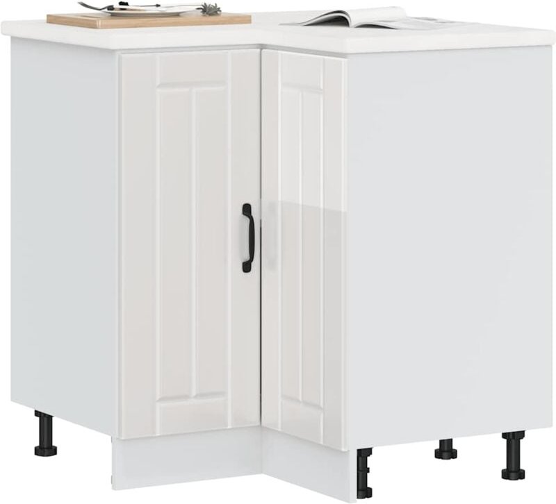 Küchen-Eckunterschrank Lucca Hochglanz-Weiß Holzwerkstoff - Vidaxl