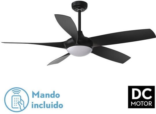 Ventilator dc 24w Galleo Schwarz 5 Flügel 137d 2400Lm 6 Geschwindigkeiten 3000-4000-6500k / Erdbeben,Speicher und Timer ...